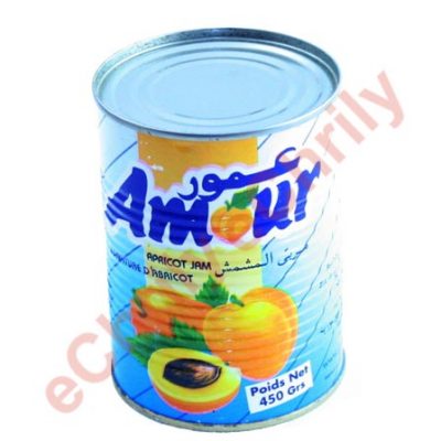 Confiture d'abricots Amour 400 g, parfaite pour vos petits-déjeuners et desserts, livrée en Algérie avec un service de qualité.