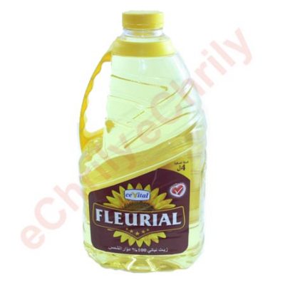 Bouteille d'Huile Végétale Tournesol Fleurial 4 L, essentielle pour la cuisine quotidienne.