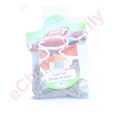 Grain d’anis 30g, parfait pour pains traditionnels, infusions digestives et desserts. Disponible sur eChrily courses en ligne avec livraison à domicile