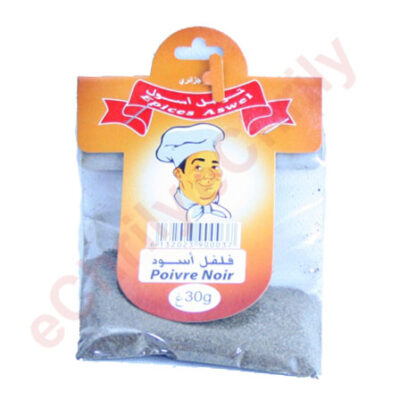 Poivre noir moulu 30g – Assaisonnement idéal pour plats algériens : chorba, dolma, couscous... Achetez en ligne sur eChrily. Livraison à domcicile