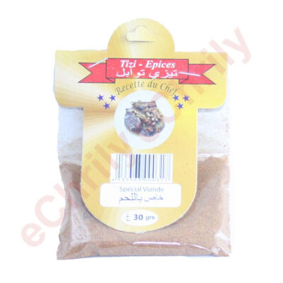 Achetez en ligne le mélange d’épices spécial viande 30g, parfait pour plats algériens comme tajine et couscous. Livraison sur eChrily courses par internet.